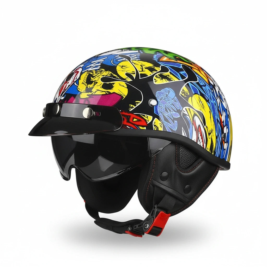 Retro Chopper 1/2 Motorcycle Helmet | DOT & ECE Approved