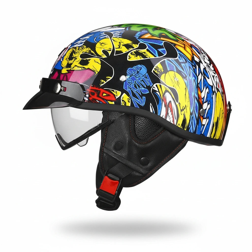 Retro Chopper 1/2 Motorcycle Helmet | DOT & ECE Approved