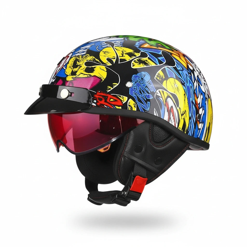 Retro Chopper 1/2 Motorcycle Helmet | DOT & ECE Approved
