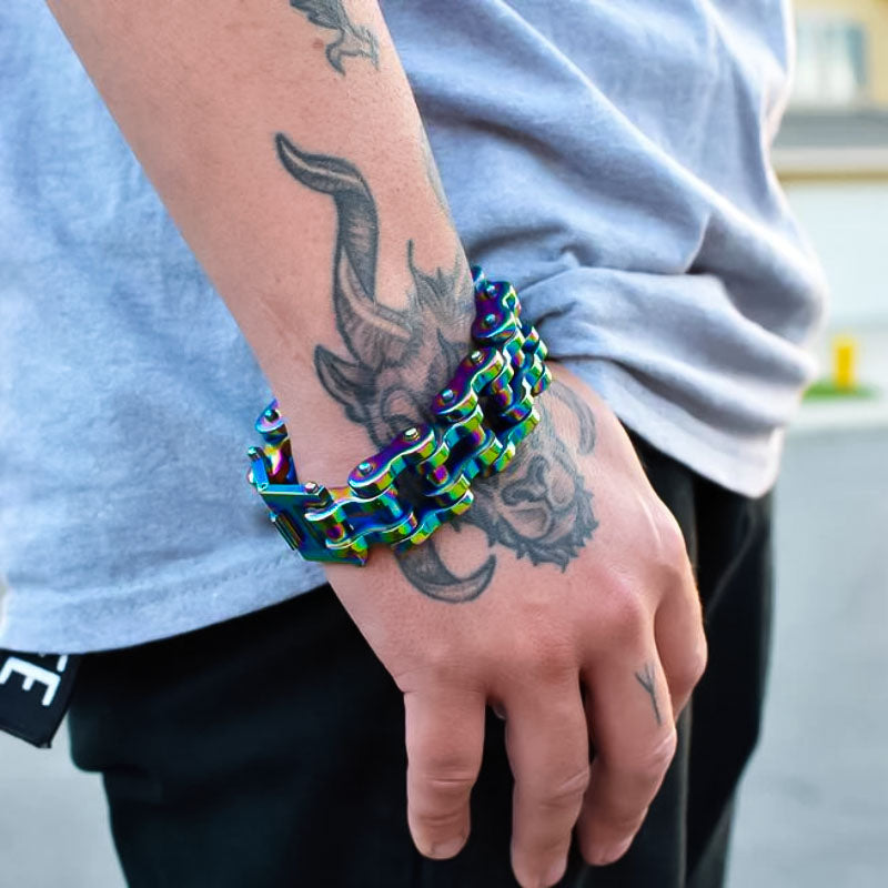 Colorful Vintage Motorcycle Chain Bracelet