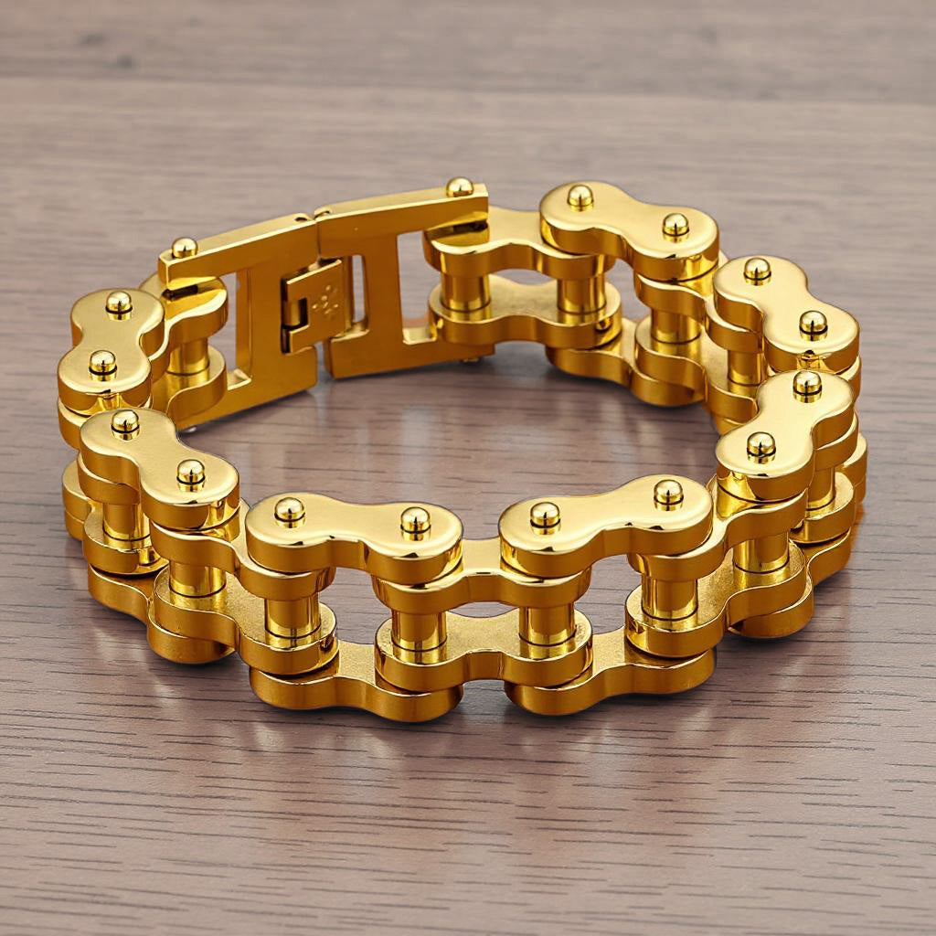Silver Gold Motorcycle Chain Bracelet