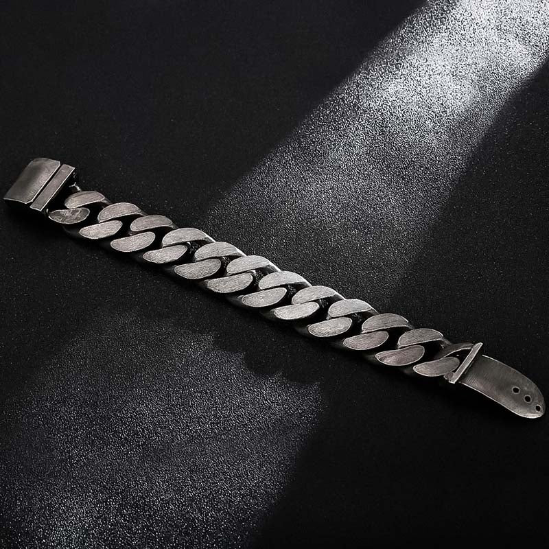 Heavy Black Metal Chain Bracelet - 25mm Width