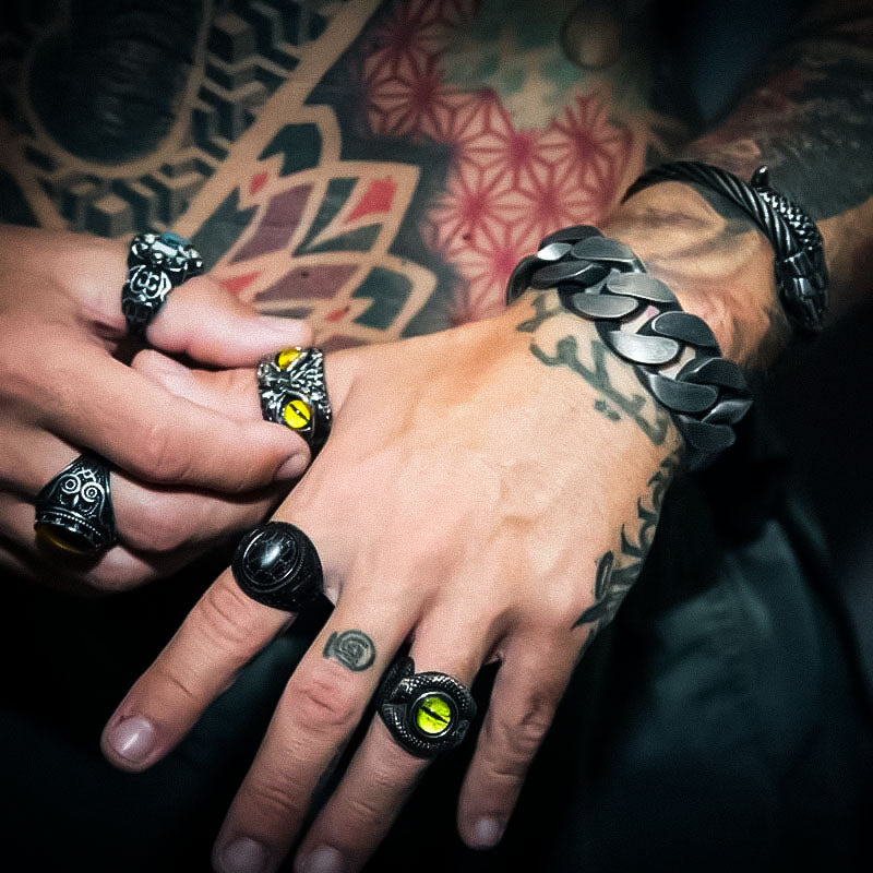 Heavy Black Metal Chain Bracelet - 25mm Width