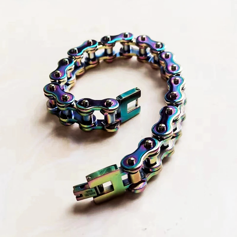Multicolored chain bracelet on a white background