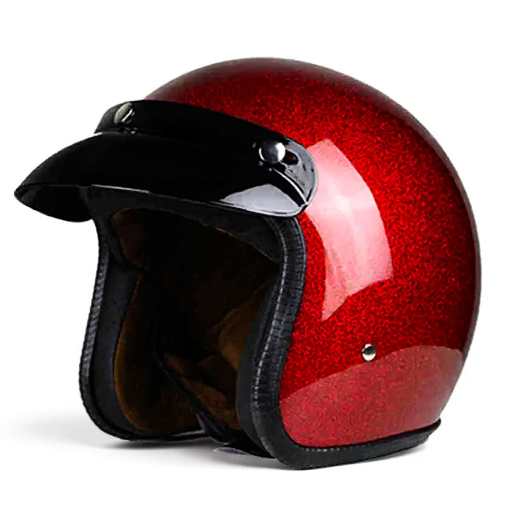 Red helmet with black visor on a white background