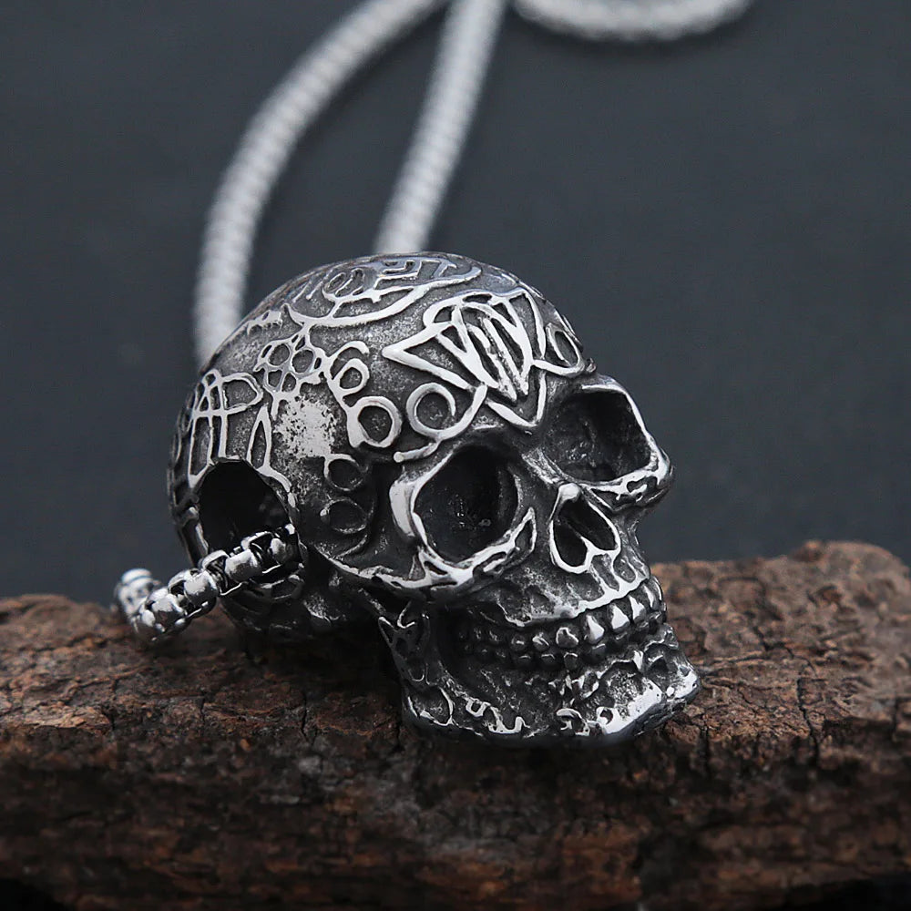 Skull Pendant Biker Necklace