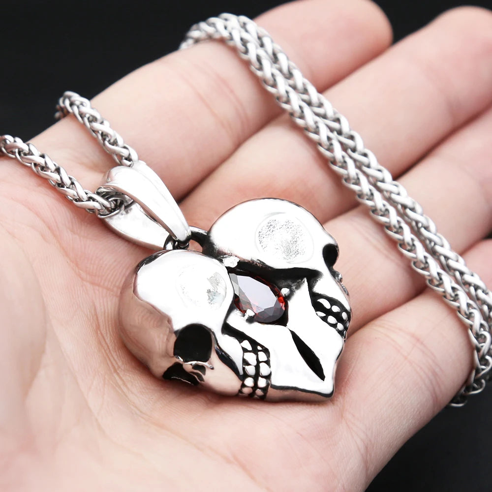 Heart Skull Gemstone Necklace