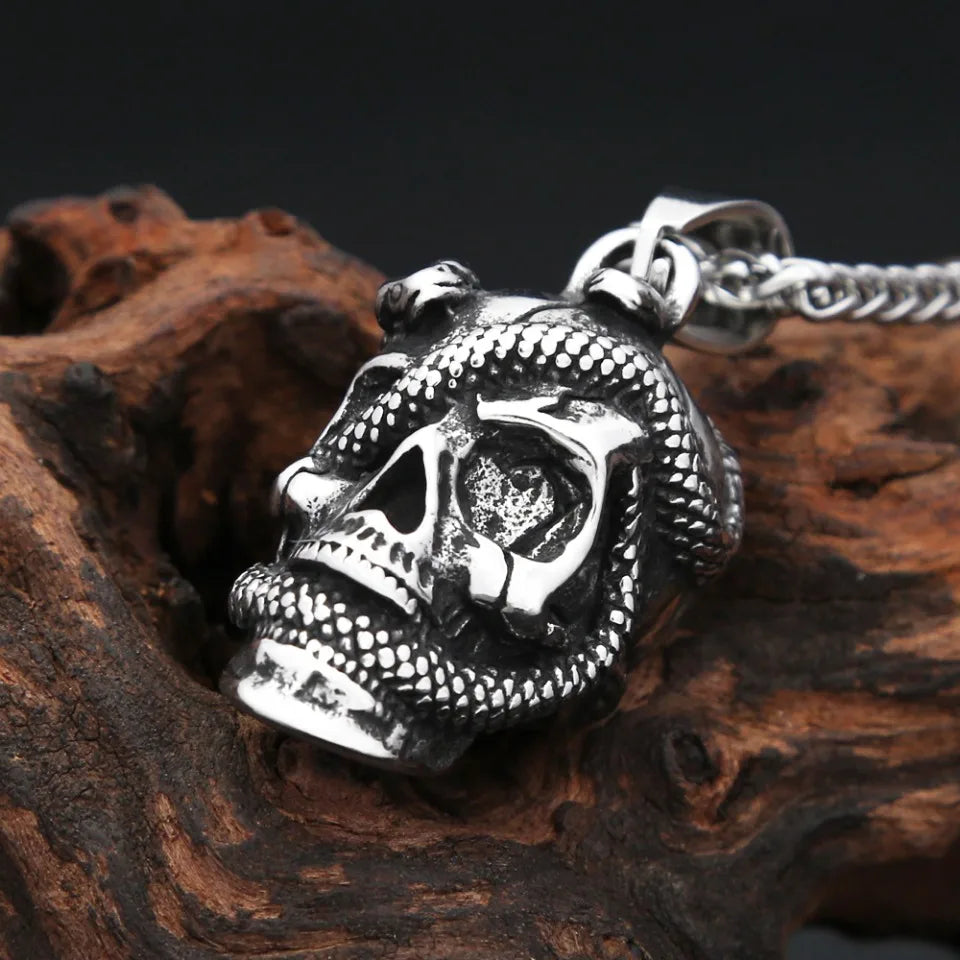 Snake Skull Biker Necklace