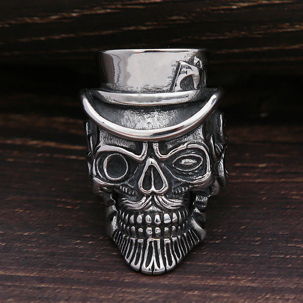 Magician Skull Biker Ring