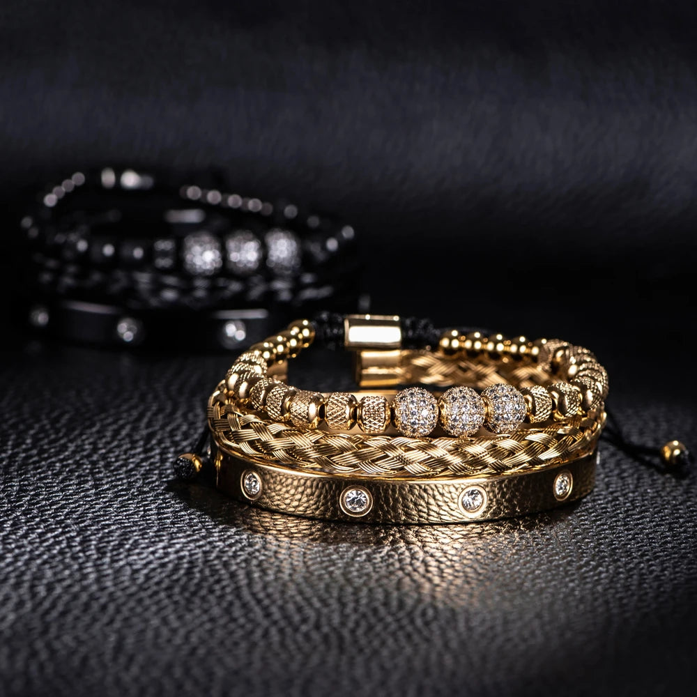 Luxury CZ Bead Bracelets (3pcs)
