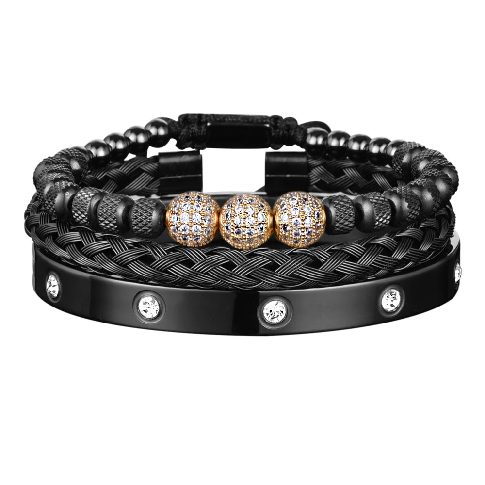 Luxury CZ Bead Bracelets (3pcs)