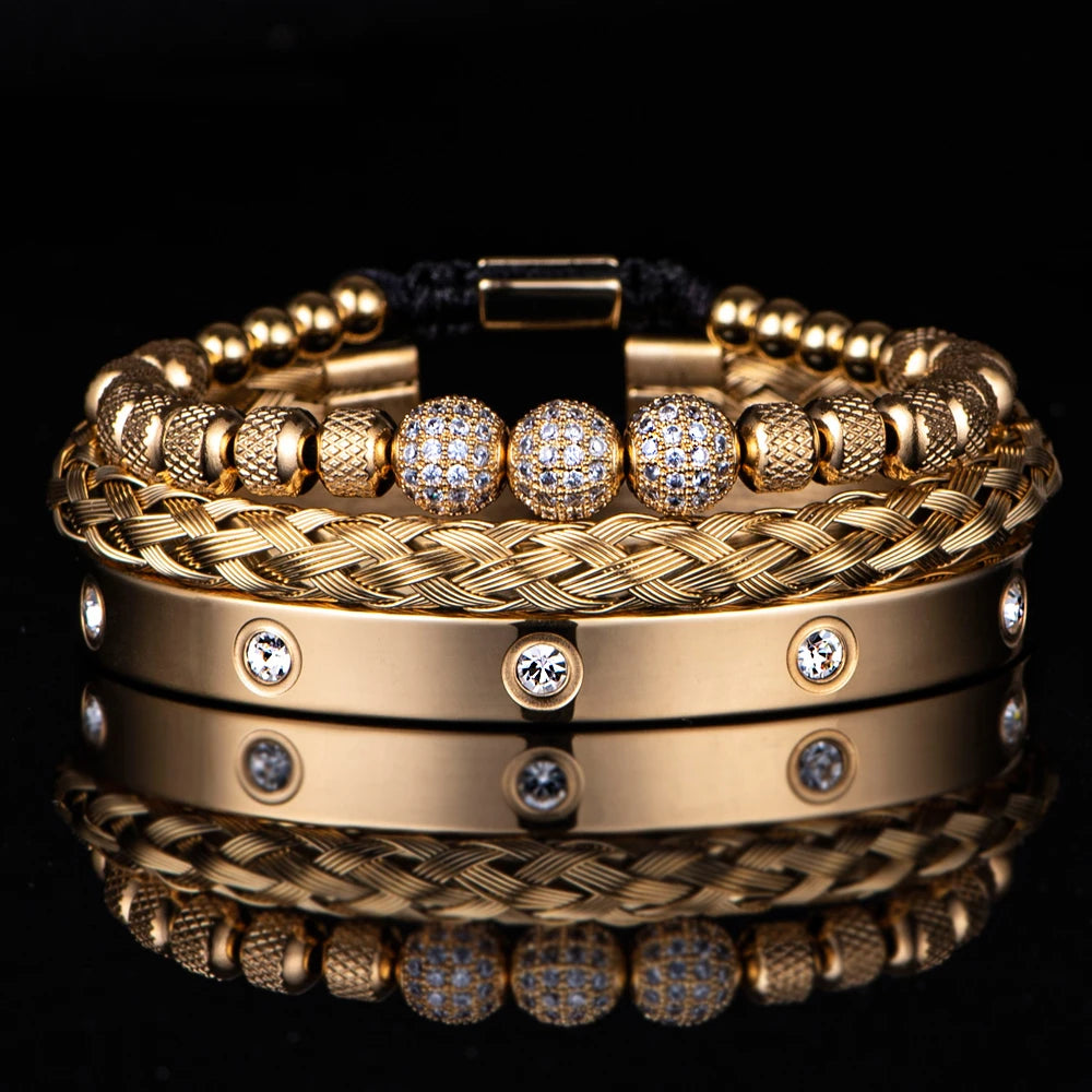 Luxury CZ Bead Bracelets (3pcs)