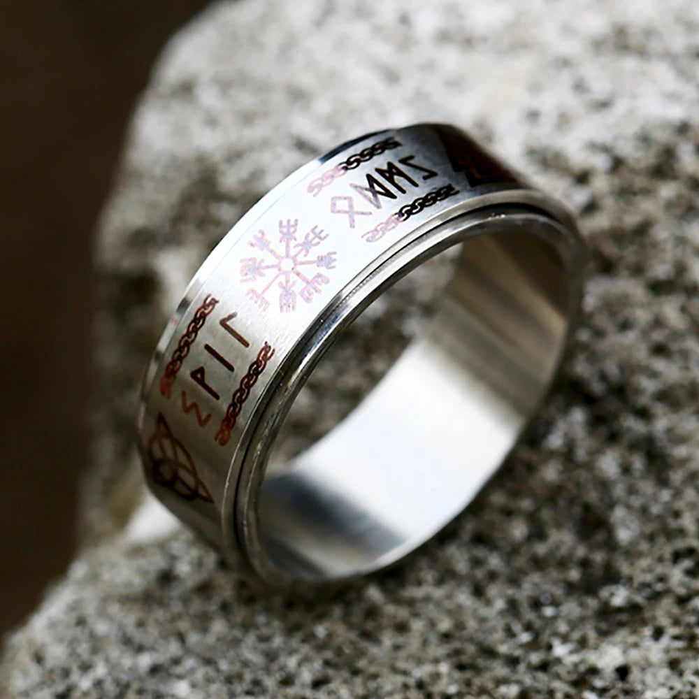 Nordic Trinity Rune Spinner Ring