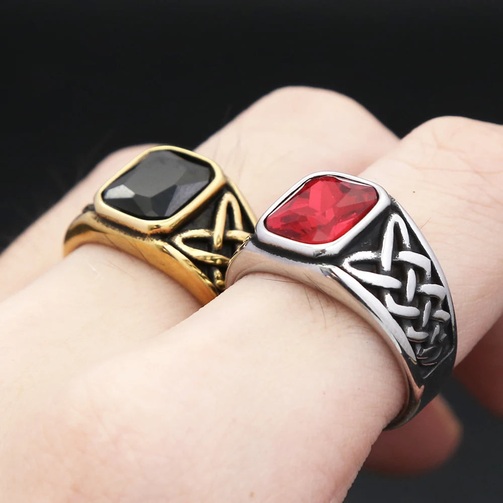 Red Stone Viking Signet Ring