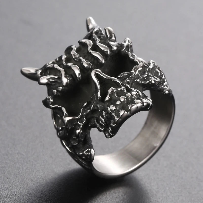 Black Dragon Skull Ring