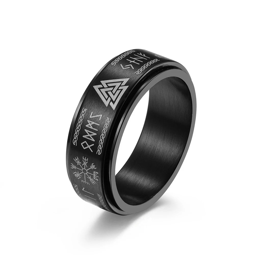 Nordic Trinity Rune Spinner Ring