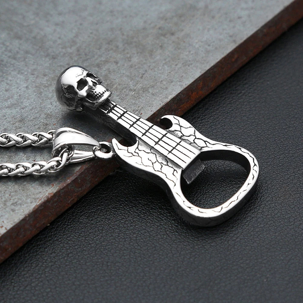 Skull Guitar Pendant Necklace