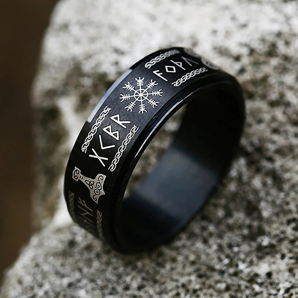 Nordic Trinity Rune Spinner Ring