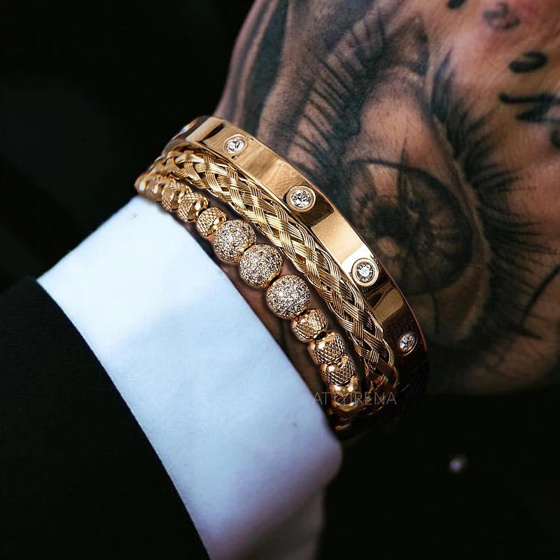 Luxury CZ Bead Bracelets (3pcs)