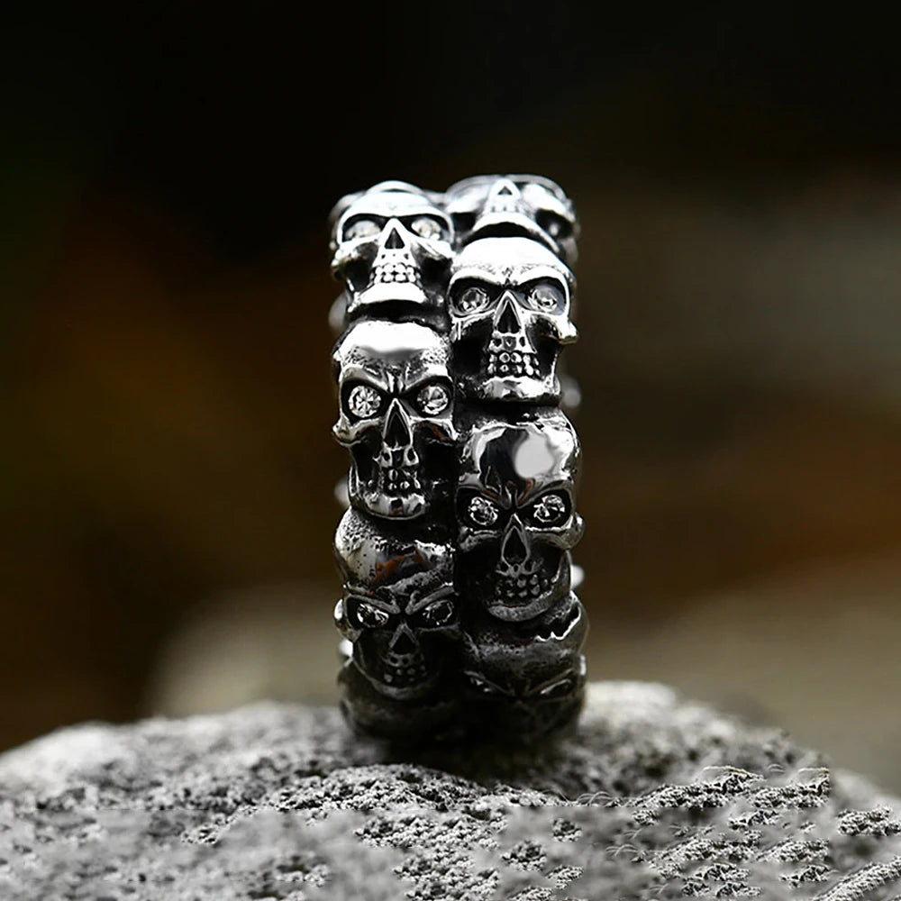 Vintage Punk Crystal Skull Ring