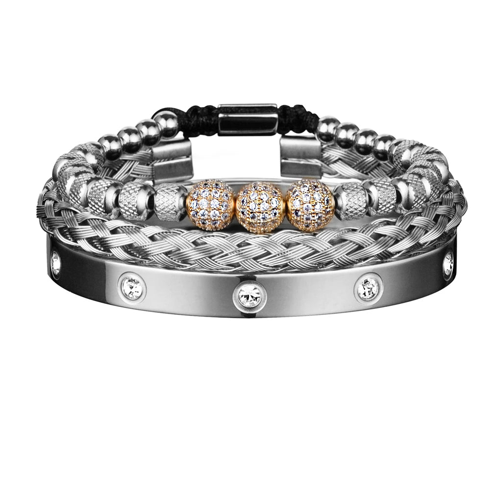 Luxury CZ Bead Bracelets (3pcs)