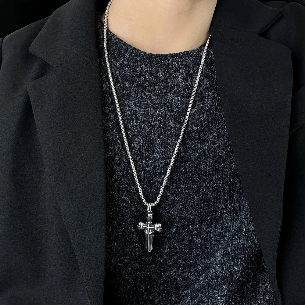 Skull Sword Pendant Necklace