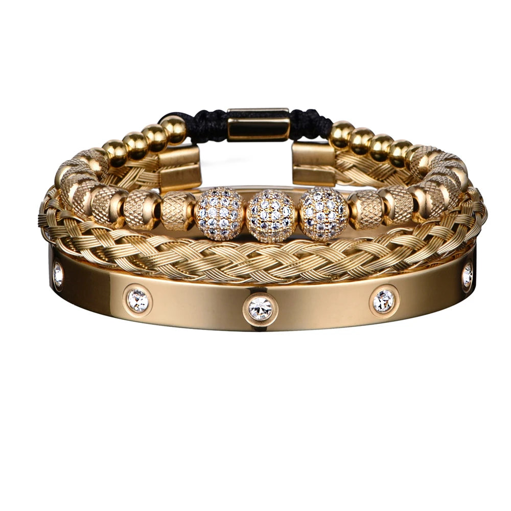 Luxury CZ Bead Bracelets (3pcs)