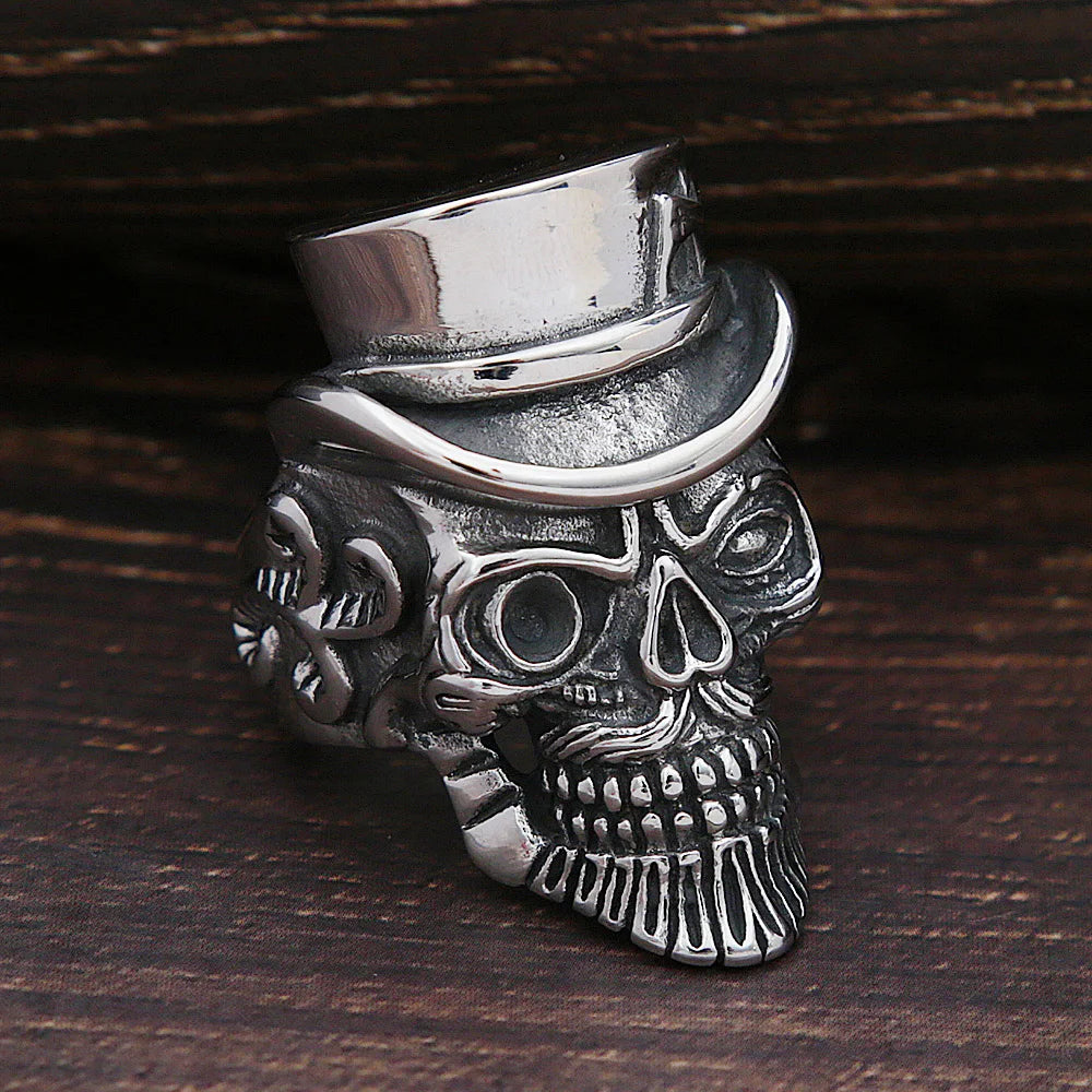 Magician Skull Biker Ring