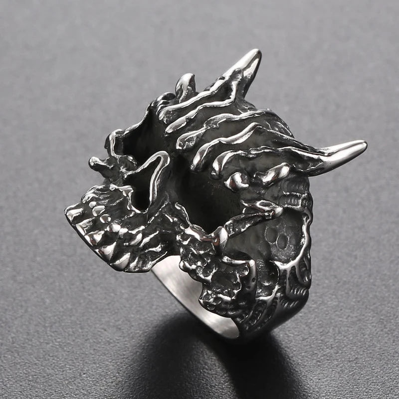 Black Dragon Skull Ring