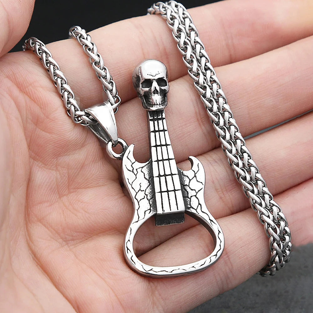 Skull Guitar Pendant Necklace