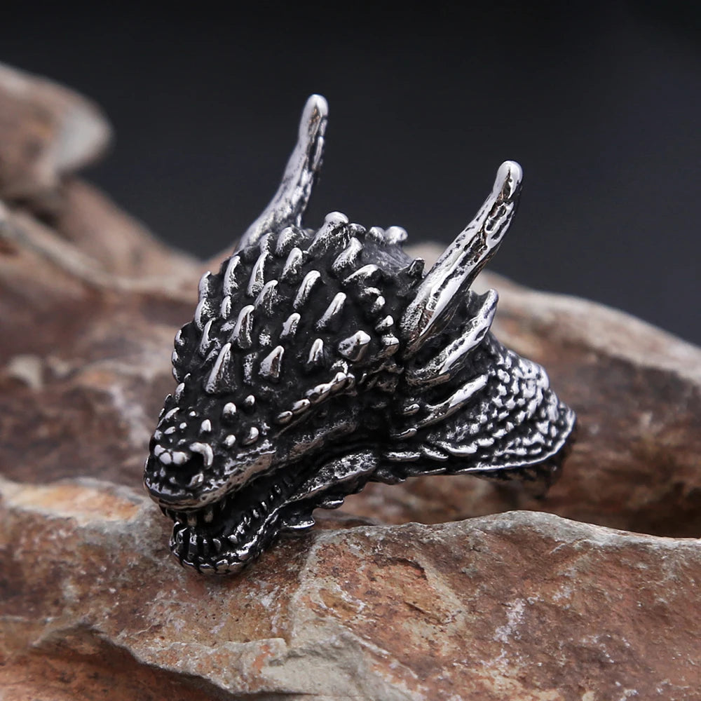 Viking Dragon Head Ring