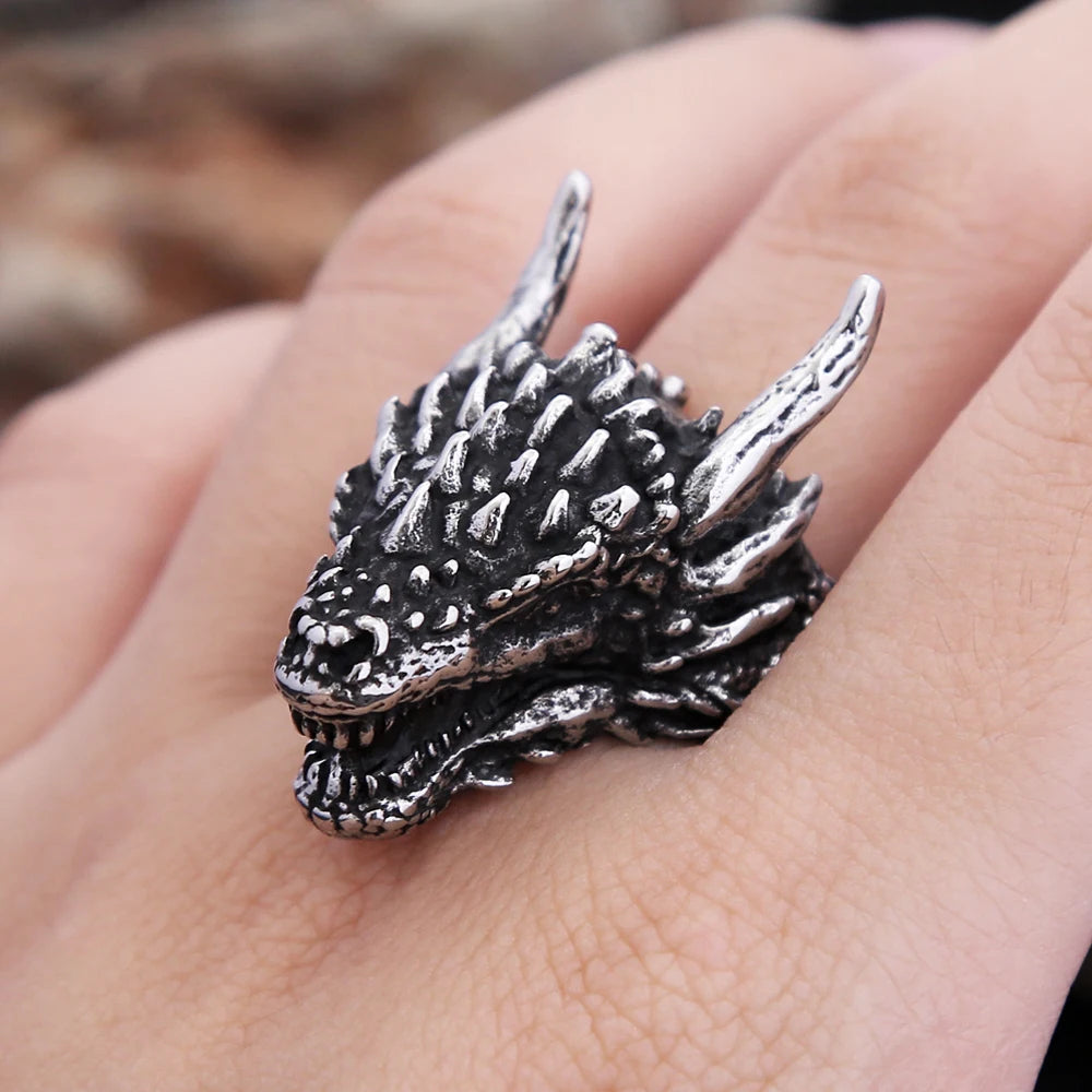 Viking Dragon Head Ring
