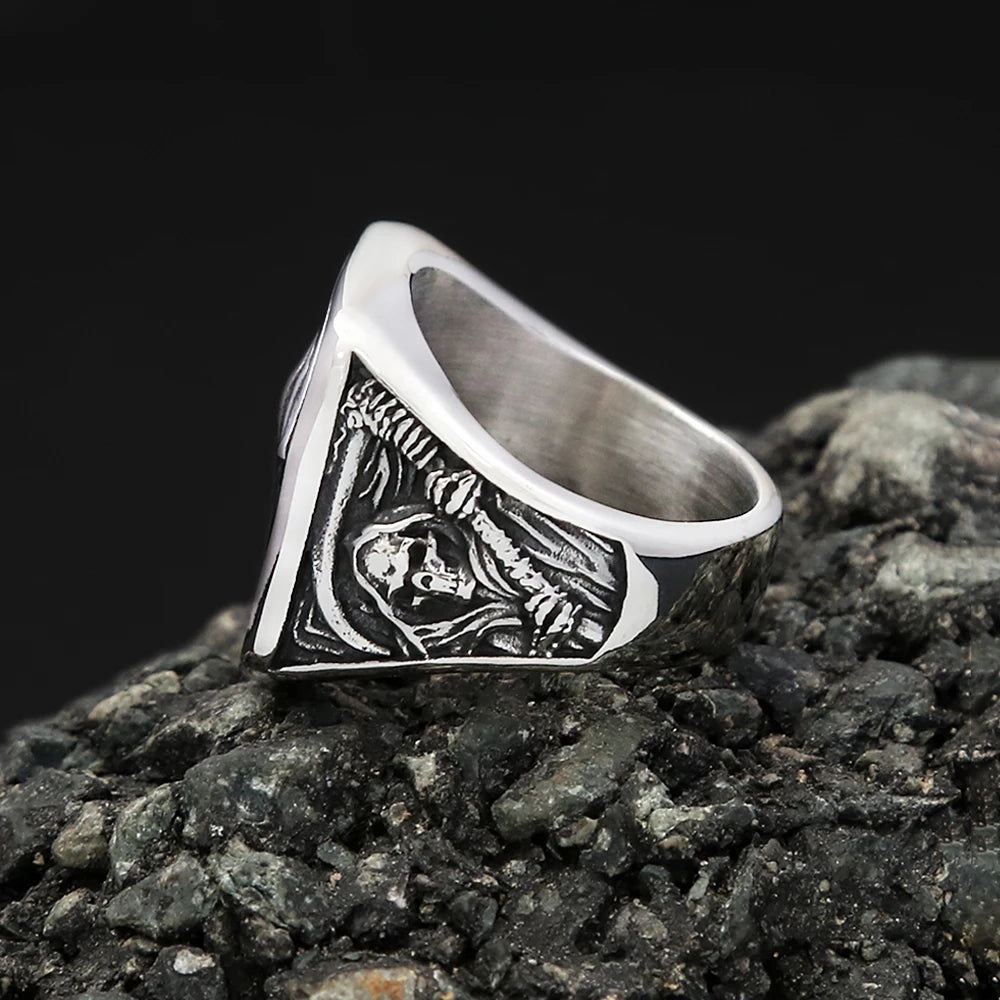 Vintage Death Sickle Skull Ring
