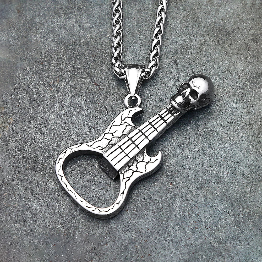 Skull Guitar Pendant Necklace