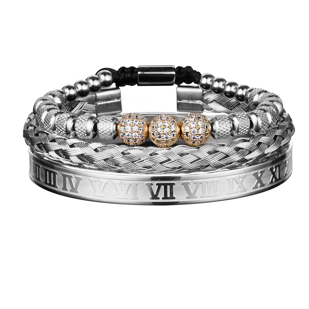 Luxury CZ Bead Bracelets (3pcs)