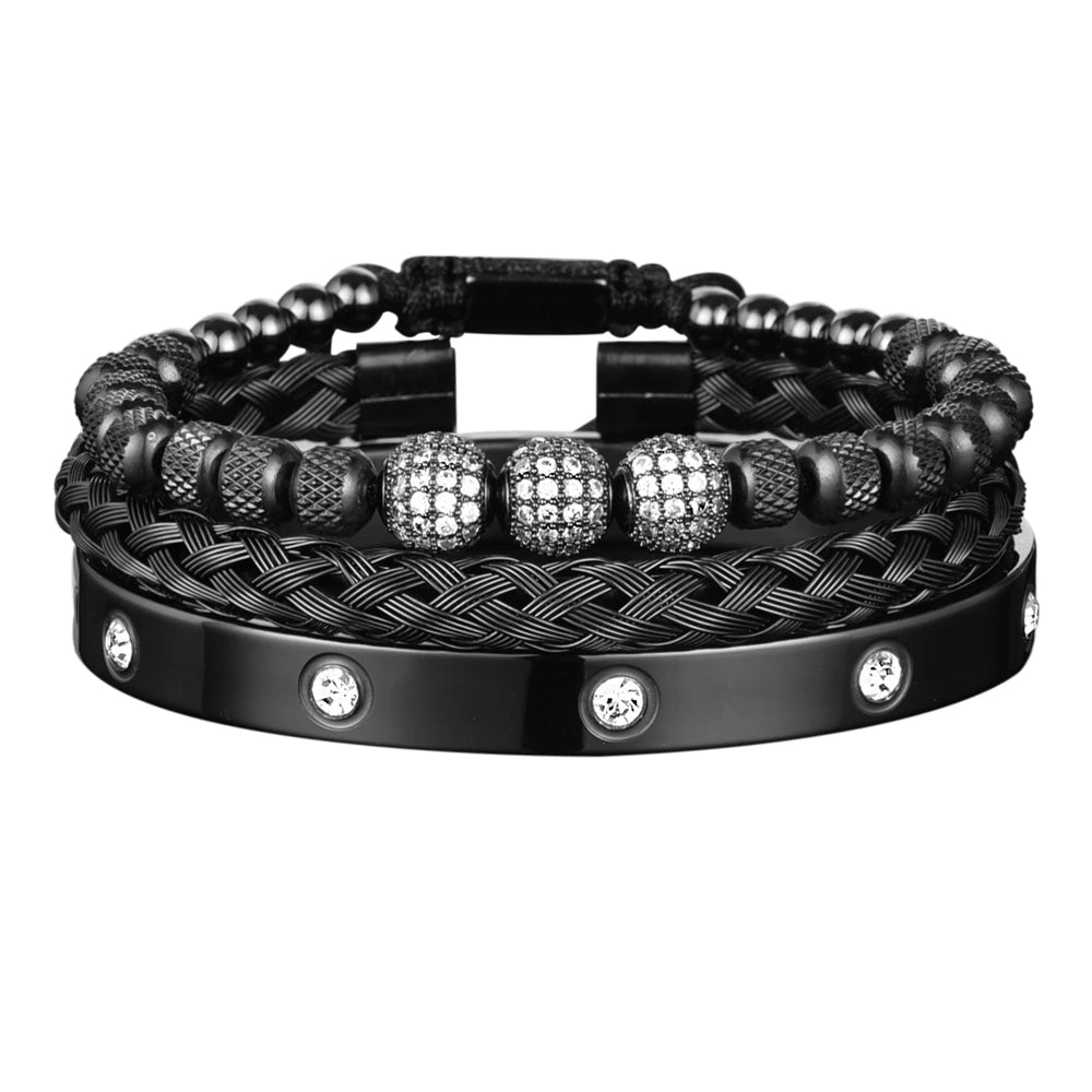 Luxury CZ Bead Bracelets (3pcs)