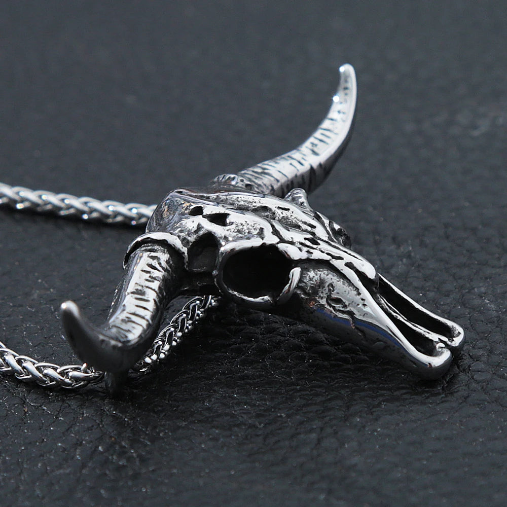 Bull Skull Pendant Necklace