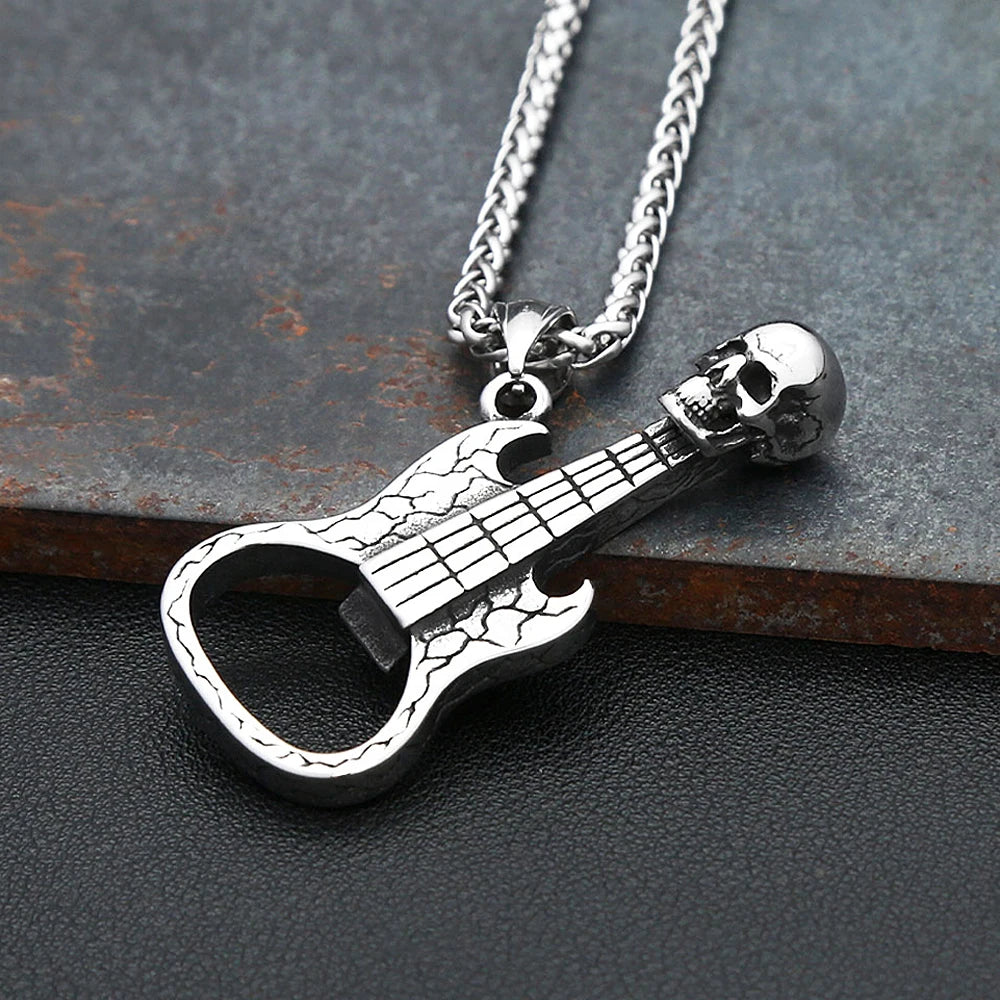 Skull Guitar Pendant Necklace