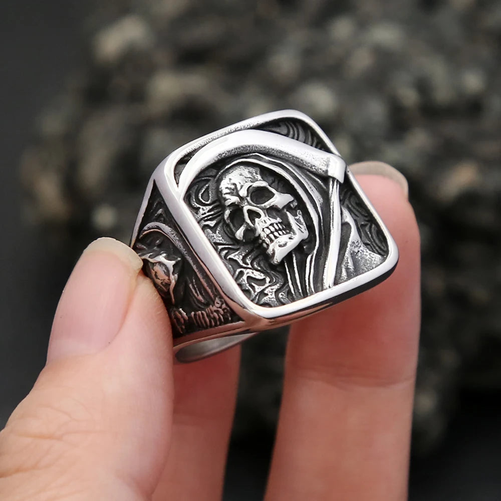 Vintage Death Sickle Skull Ring