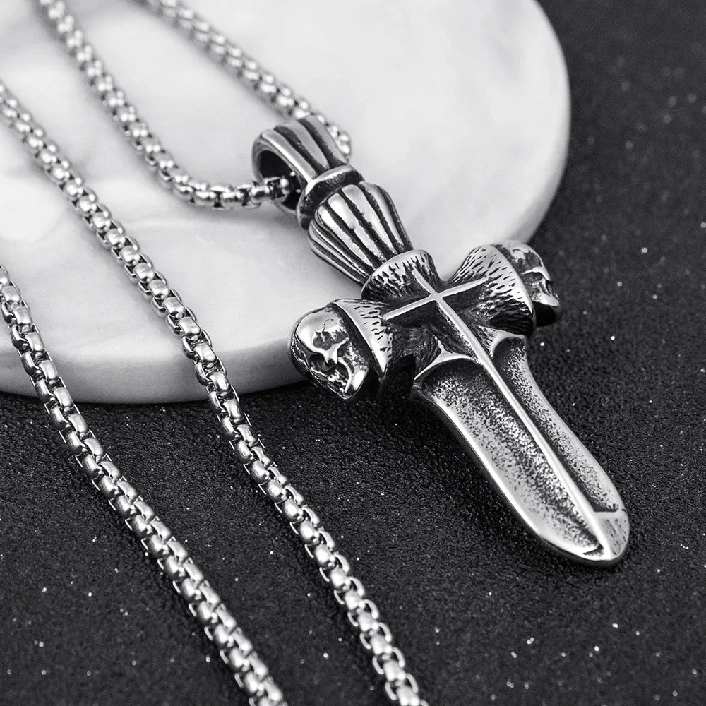 Skull Sword Pendant Necklace