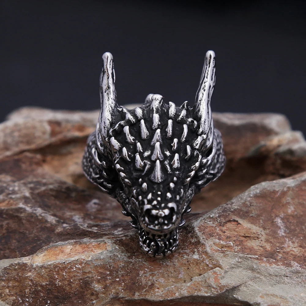 Viking Dragon Head Ring