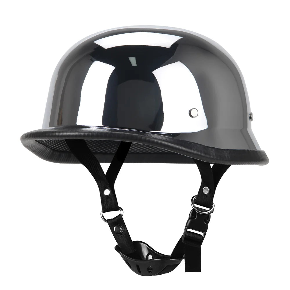 Black motorcycle helmet with a clear visor on a white background