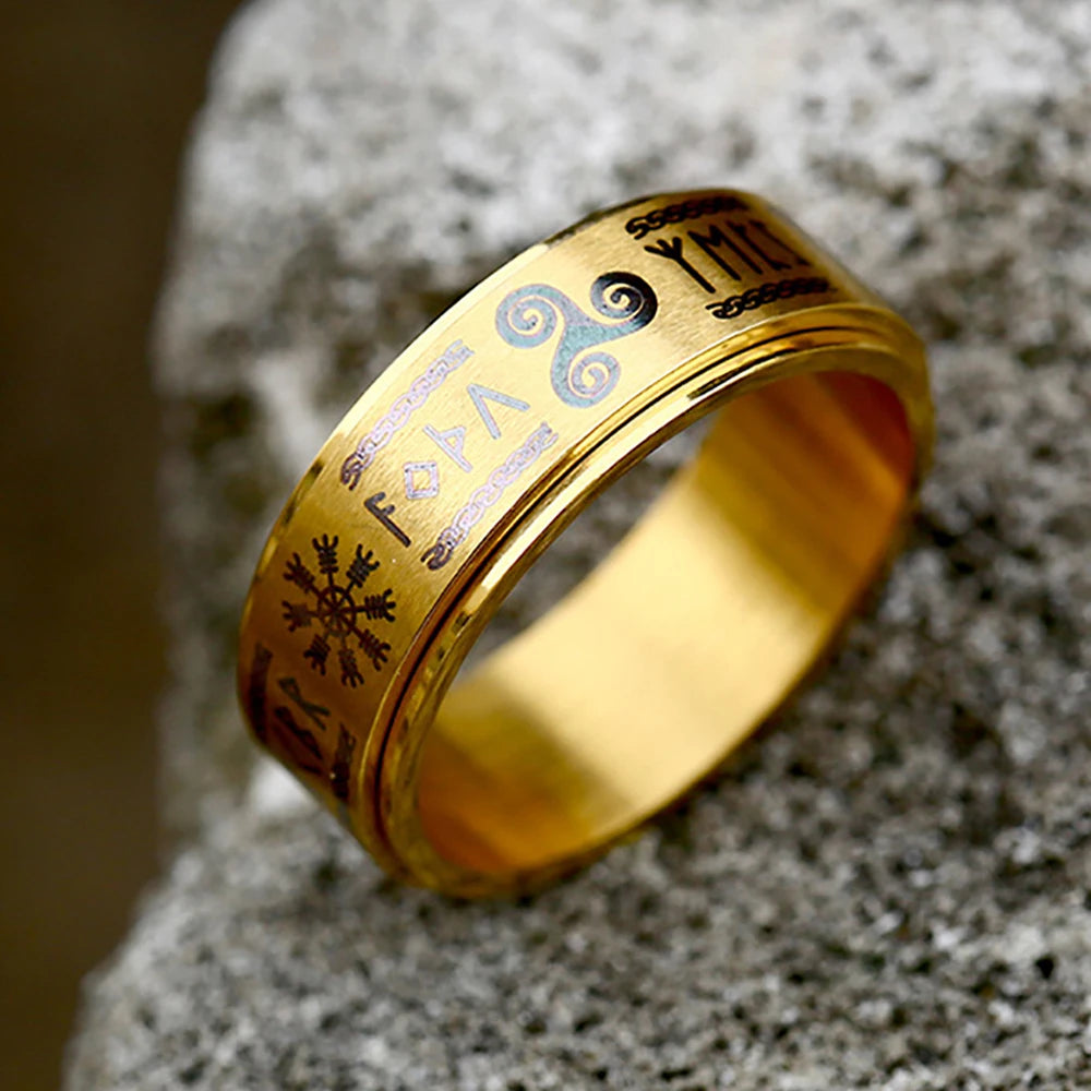 Nordic Trinity Rune Spinner Ring