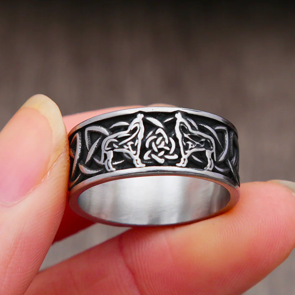 Celtic Wolf Knot Ring