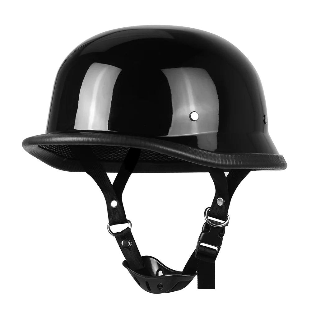 Black motorcycle helmet with a clear visor on a white background