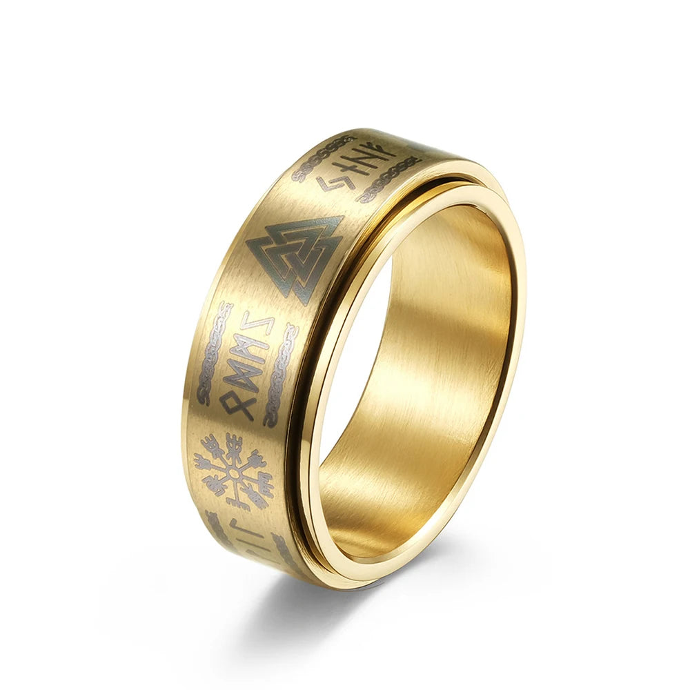 Nordic Trinity Rune Spinner Ring
