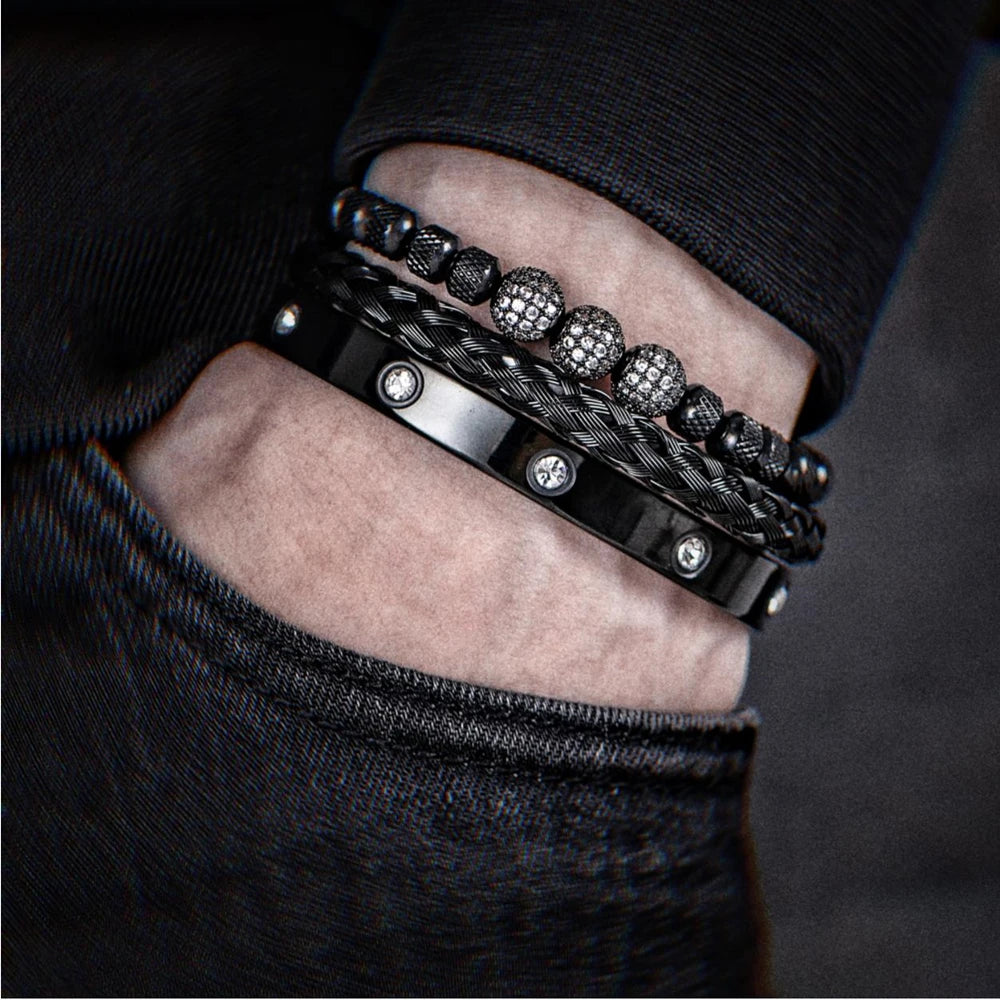 Luxury CZ Bead Bracelets (3pcs)