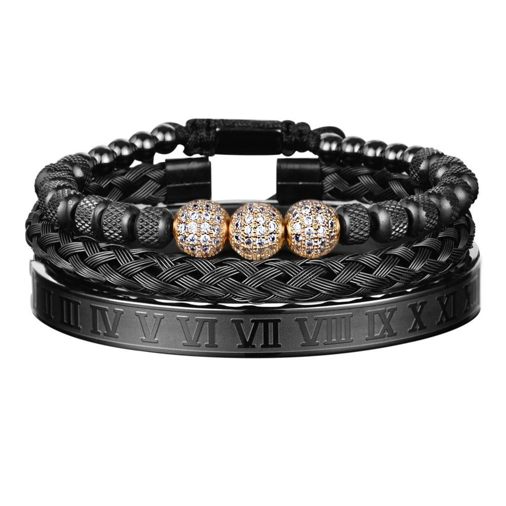 Luxury CZ Bead Bracelets (3pcs)