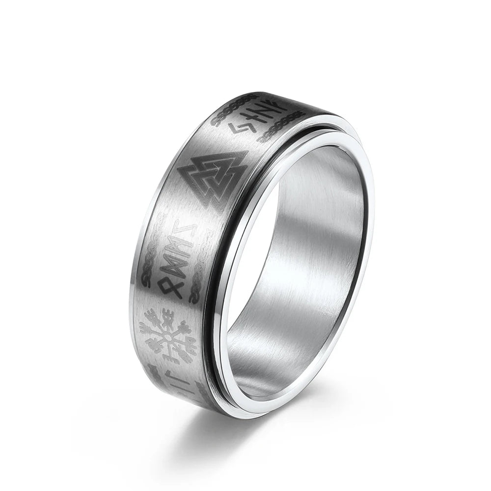Nordic Trinity Rune Spinner Ring
