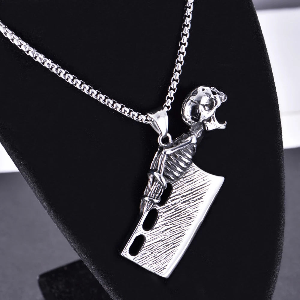 Kitchen Knife Skull Necklace